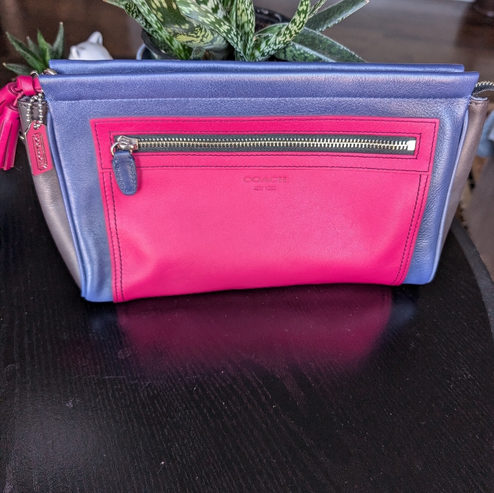 Coach Legacy Pink and Blue Clutch.